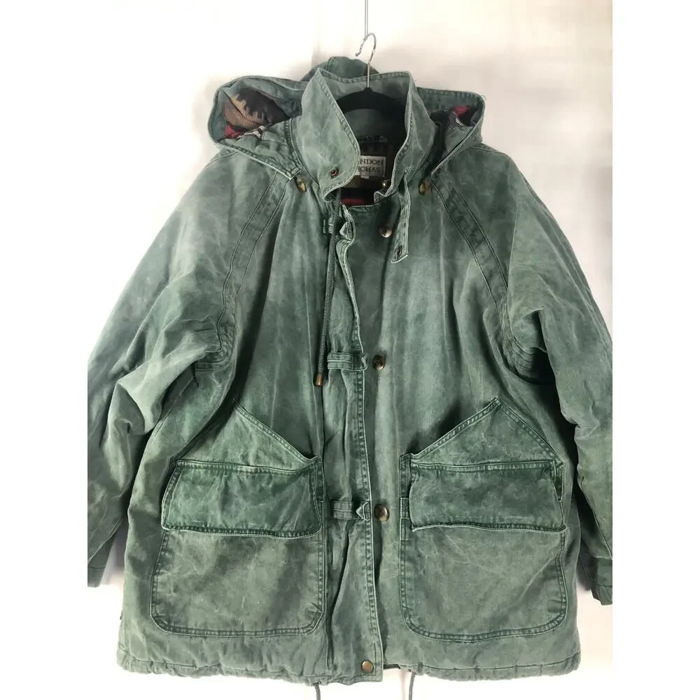 Vintage Brandon Thomas Coat Size large Green multicolor aztec lined Hoodie Jack